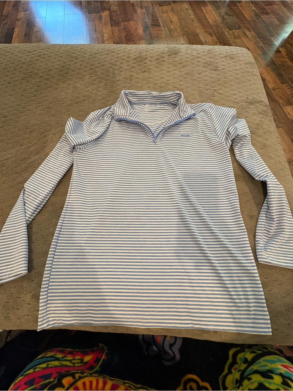 Light Blue Striped kids Quarter-Zip Top